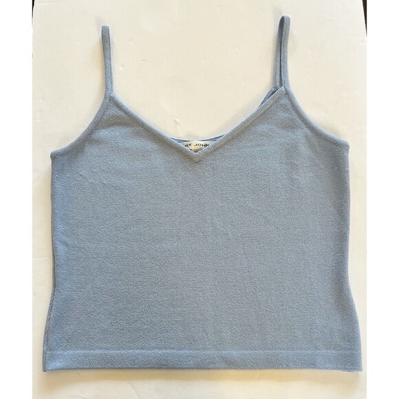 ST JOHN Santana Knit‎ V-Neck Shell Spaghetti Strap Womens Size Medium Sky Blue - Picture 1 of 8